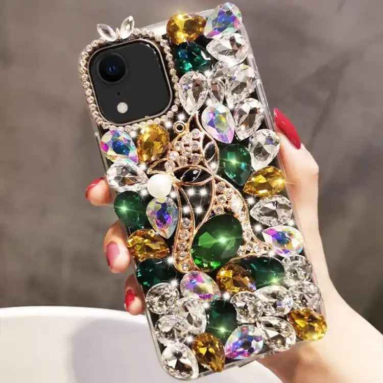 Handmade Bling Rhinestone Gemstone Fox PC Phone Case