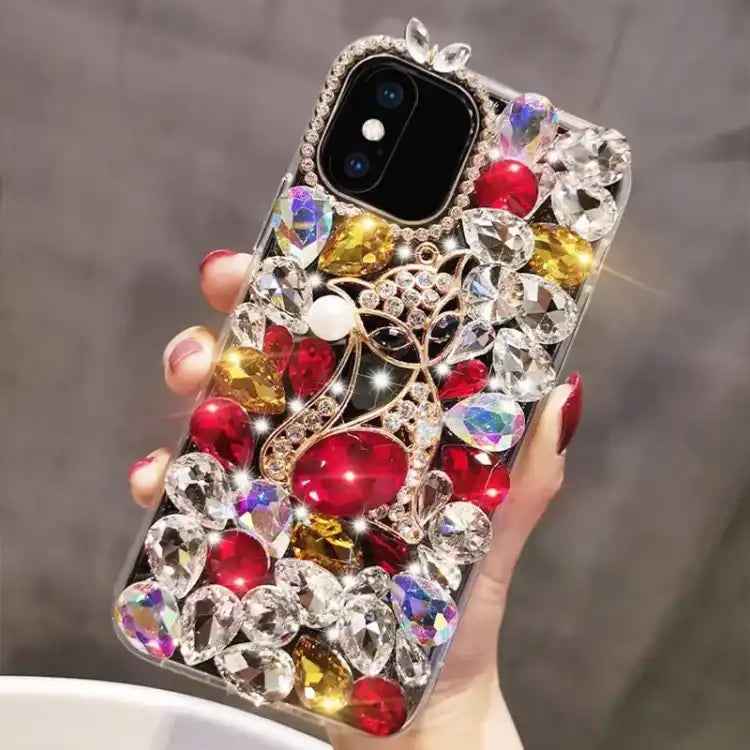 Handmade Bling Rhinestone Gemstone Fox PC Phone Case