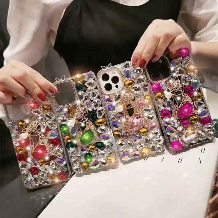 Handmade Bling Rhinestone Gemstone Fox PC Phone Case