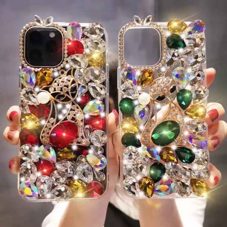 Handmade Bling Rhinestone Gemstone Fox PC Phone Case