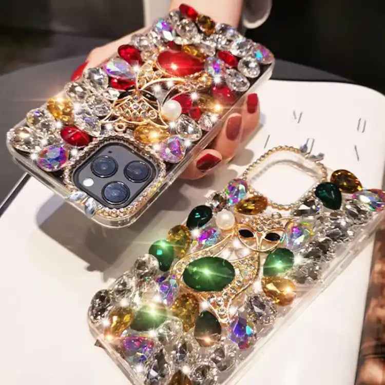 Handmade Bling Rhinestone Gemstone Fox PC Phone Case