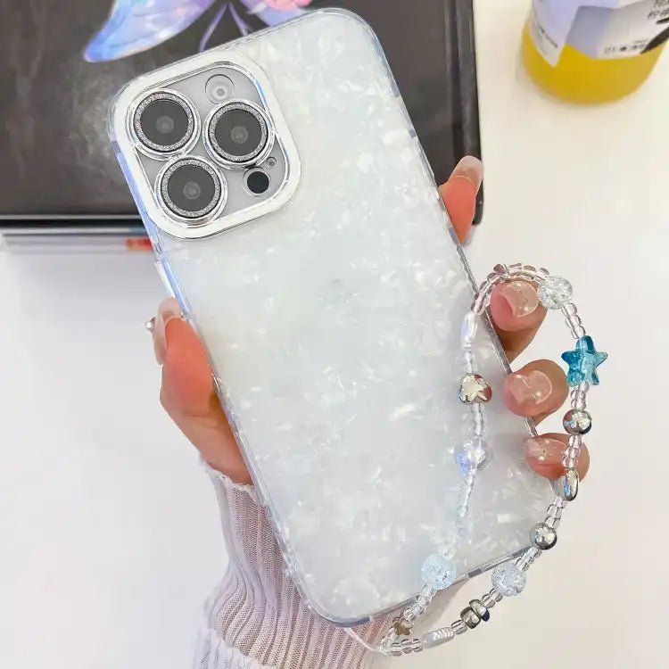 Plating Glitter Texture Chain Wristband TPU Phone Case with Lens Film
