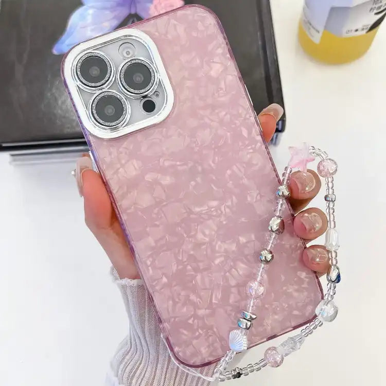 Plating Glitter Texture Chain Wristband TPU Phone Case with Lens Film