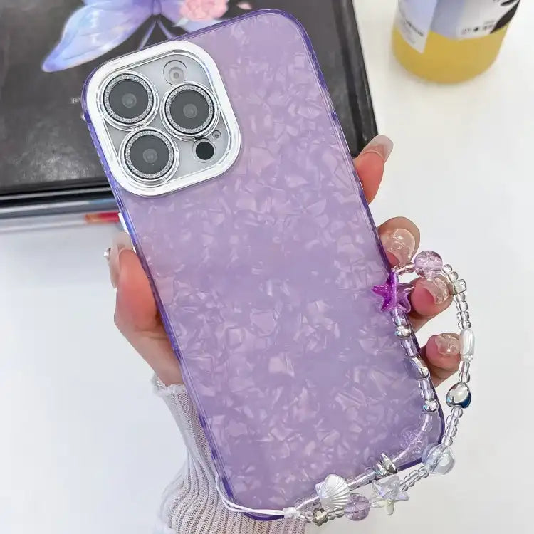 Plating Glitter Texture Chain Wristband TPU Phone Case with Lens Film