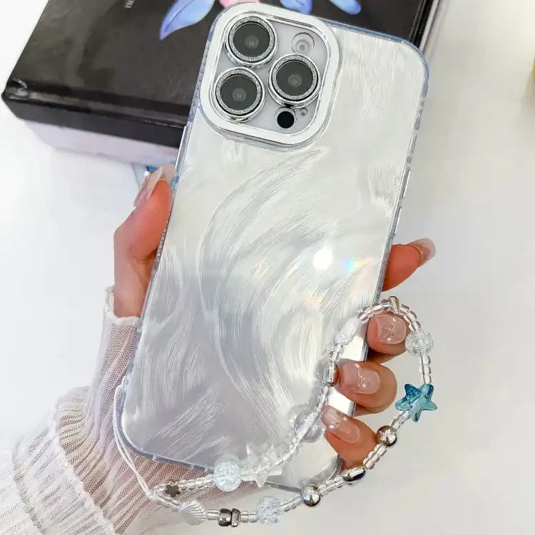 Plating Glitter Texture Chain Wristband TPU Phone Case with Lens Film