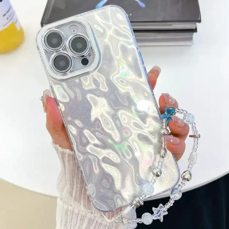 Plating Glitter Texture Chain Wristband TPU Phone Case with Lens Film