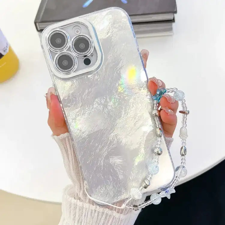 Plating Glitter Texture Chain Wristband TPU Phone Case with Lens Film