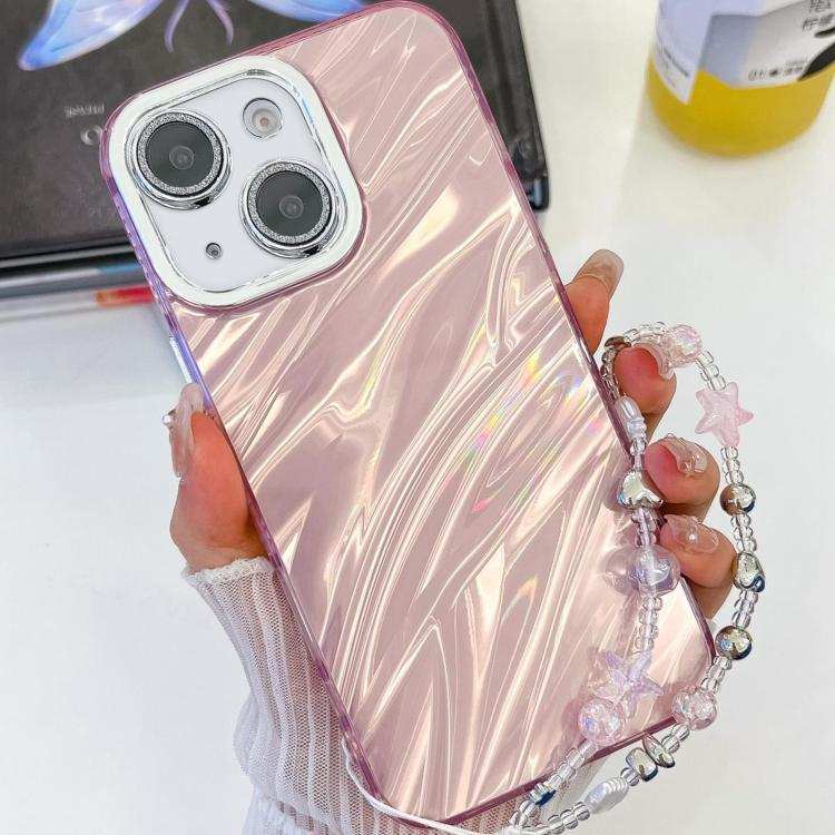 Plating Glitter Texture Chain Wristband TPU Phone Case with Lens Film
