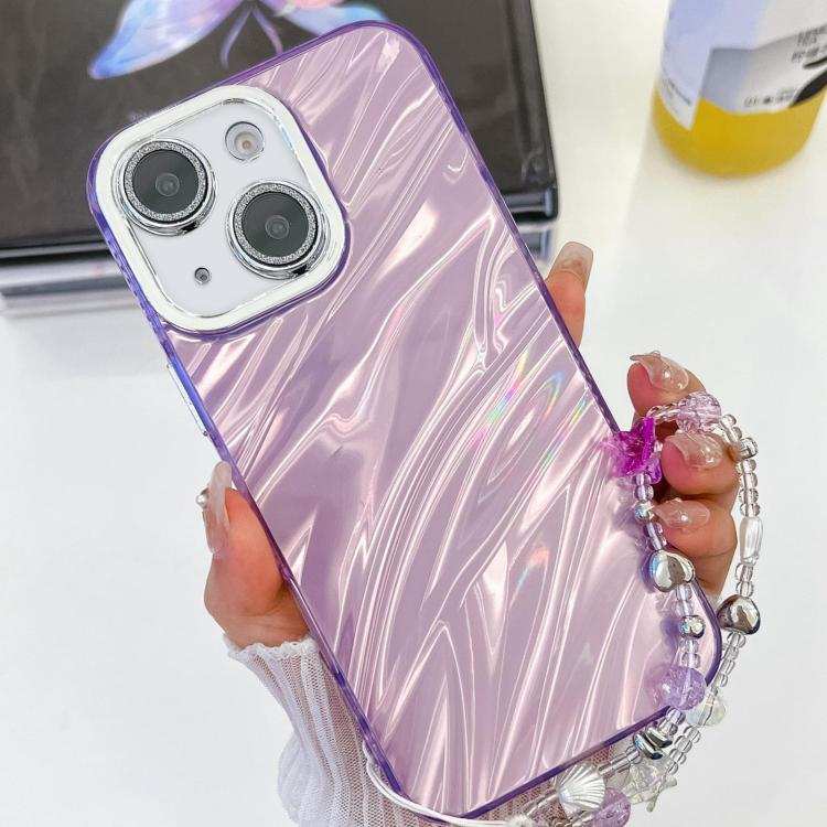Plating Glitter Texture Chain Wristband TPU Phone Case with Lens Film