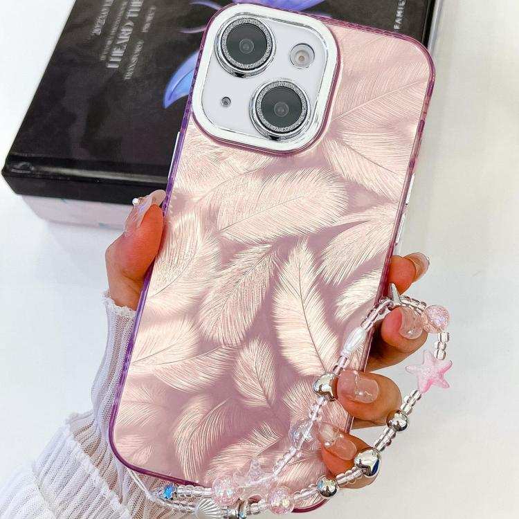 Plating Glitter Texture Chain Wristband TPU Phone Case with Lens Film