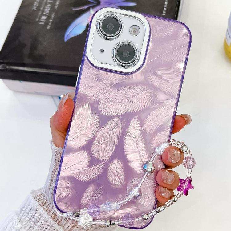Plating Glitter Texture Chain Wristband TPU Phone Case with Lens Film