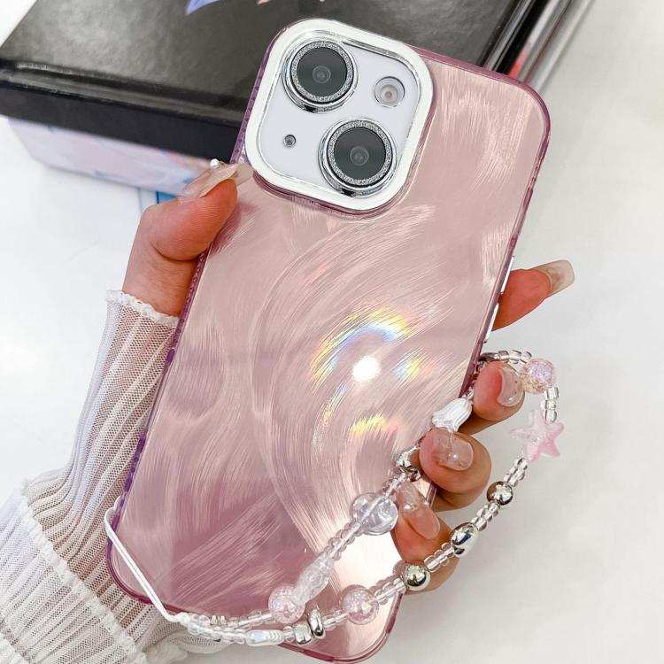Plating Glitter Texture Chain Wristband TPU Phone Case with Lens Film