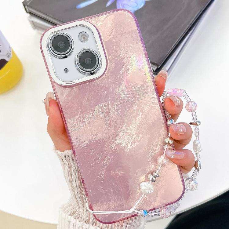 Plating Glitter Texture Chain Wristband TPU Phone Case with Lens Film