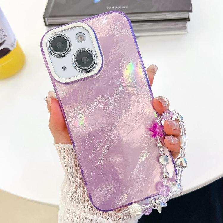 Plating Glitter Texture Chain Wristband TPU Phone Case with Lens Film
