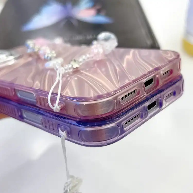 Plating Glitter Texture Chain Wristband TPU Phone Case with Lens Film