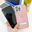 Plating Glitter Texture Fold Holder TPU Phone Case with Lens Film