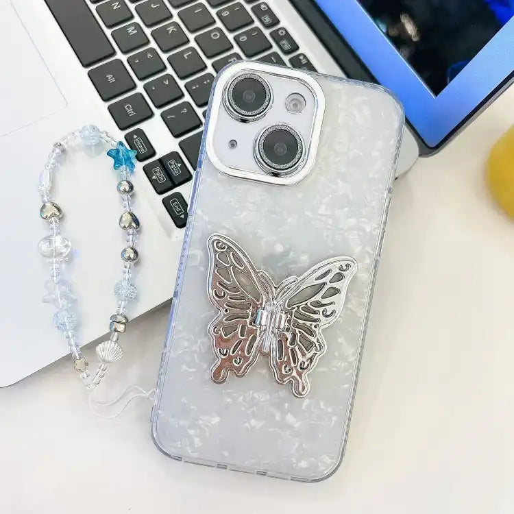 Plating Glitter Lens Film Texture Butterfly Holder Wristband Phone Case