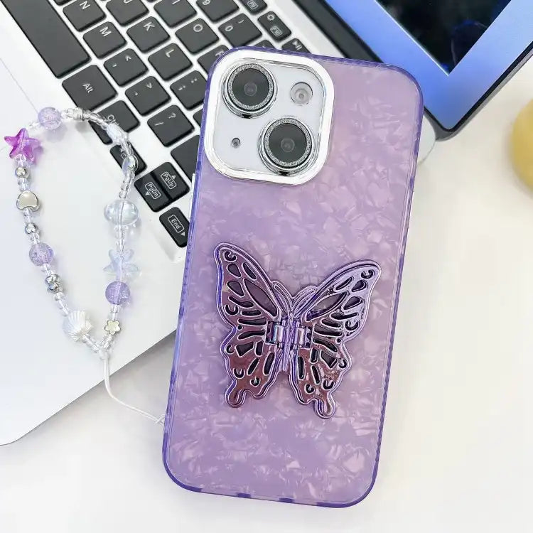 Plating Glitter Lens Film Texture Butterfly Holder Wristband Phone Case