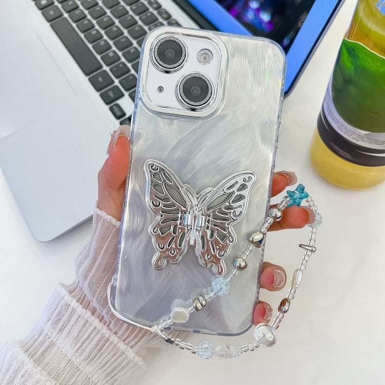 Plating Glitter Lens Film Texture Butterfly Holder Wristband Phone Case