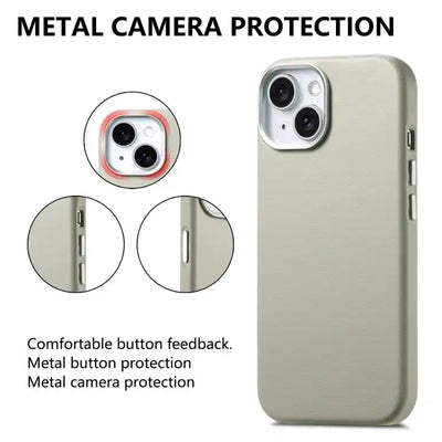Electroplated Metal Button MagSafe Phone Case