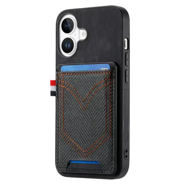 Denim Texture Leather Skin Phone Case with Card Slot