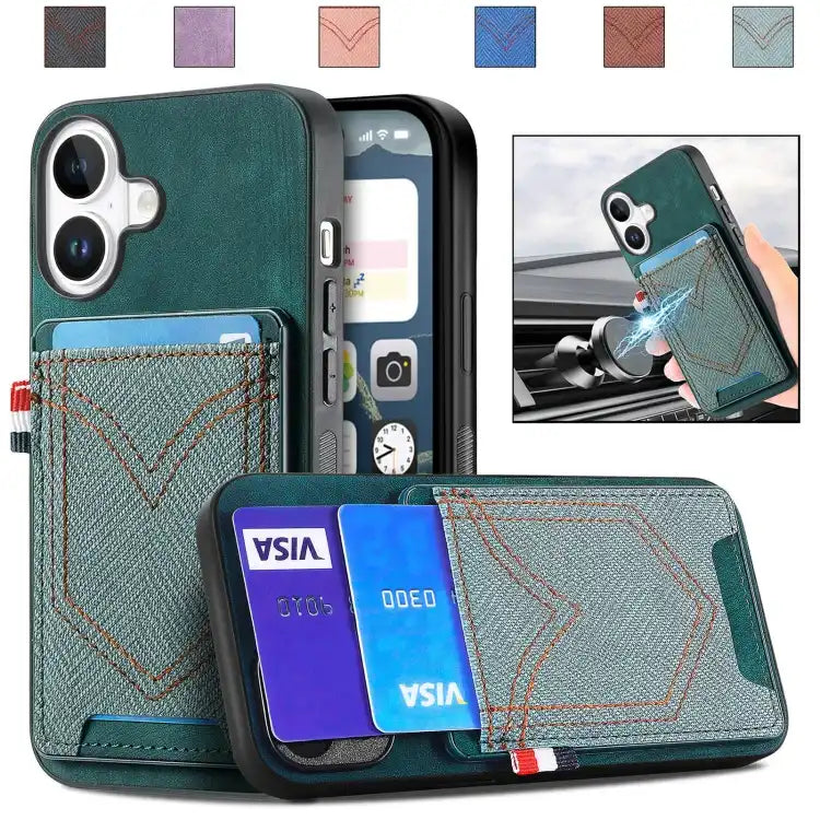 Denim Texture Leather Skin Phone Case with Card Slot