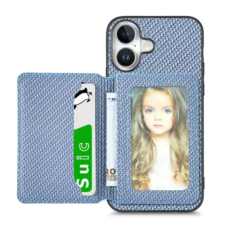 Carbon Fiber Magnetic Card Wallet RFID Blocking Phone Case