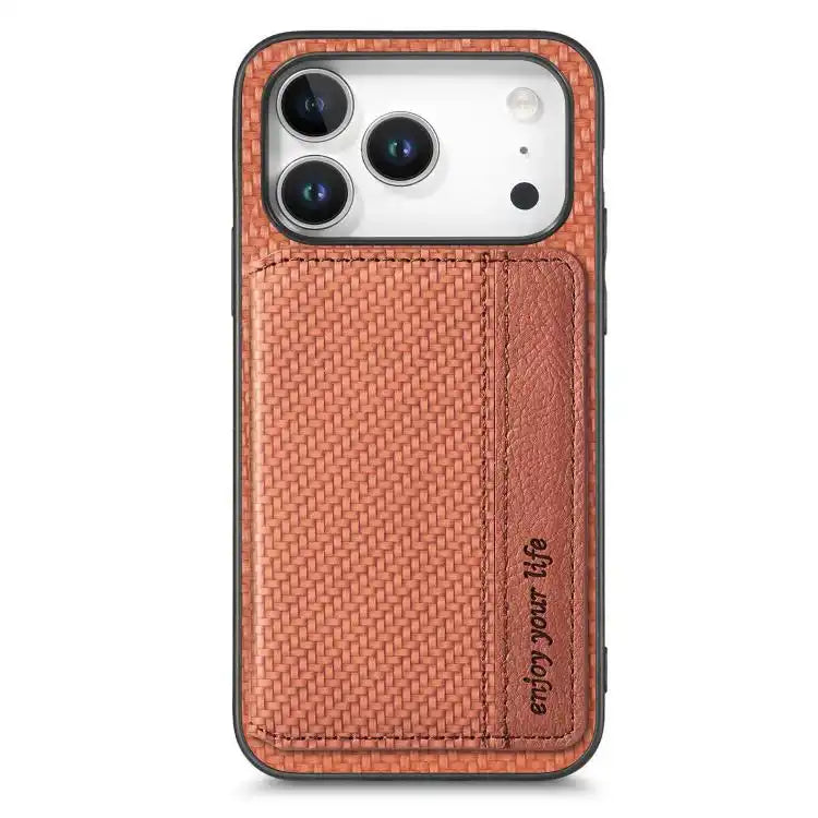 Carbon Fiber Magnetic Card Wallet RFID Blocking Phone Case