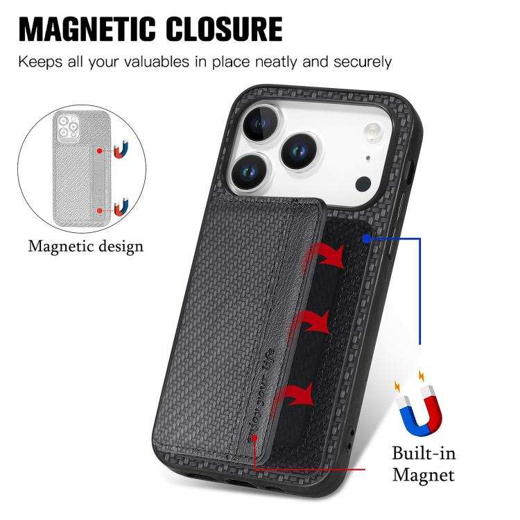 Carbon Fiber Magnetic Card Wallet RFID Blocking Phone Case