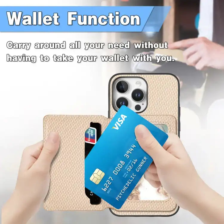 Carbon Fiber Magnetic Card Wallet RFID Blocking Phone Case