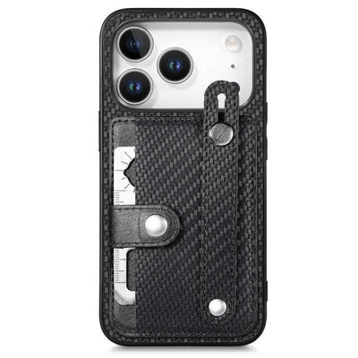 Wristband Kickstand Card Wallet Back Phone Case with Tool Knife