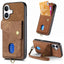 Retro Card Wallet Fold Leather Phone Case with Strap