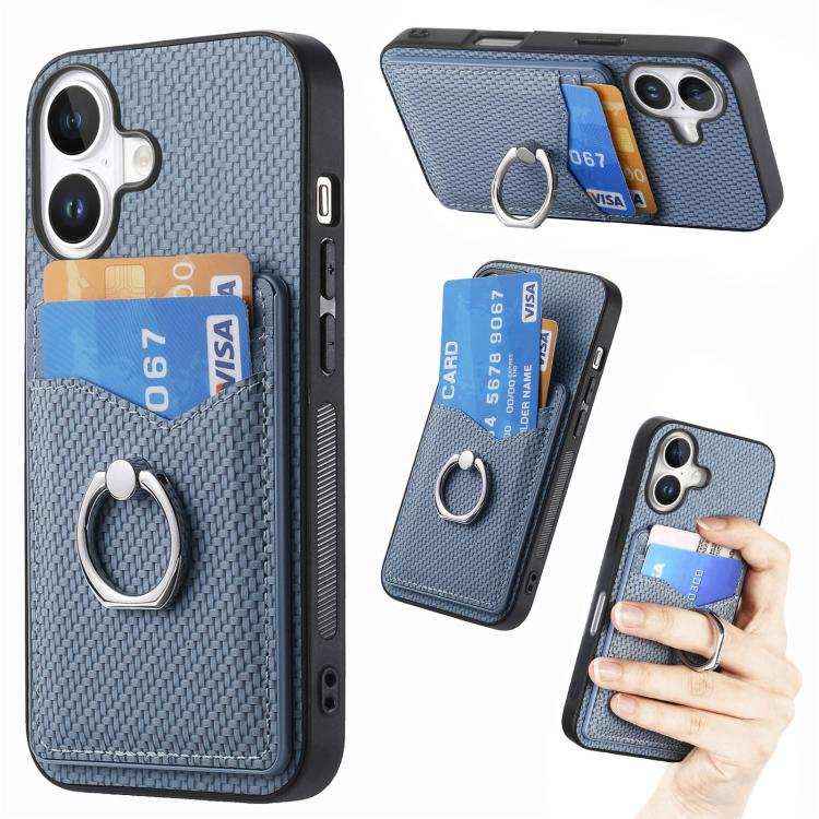 Carbon Fiber Card Wallet Ring Phone Case