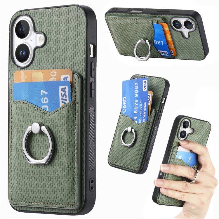 Carbon Fiber Card Wallet Ring Phone Case