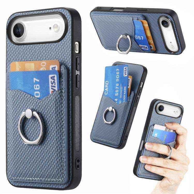 Carbon Fiber Card Wallet Ring Phone Case
