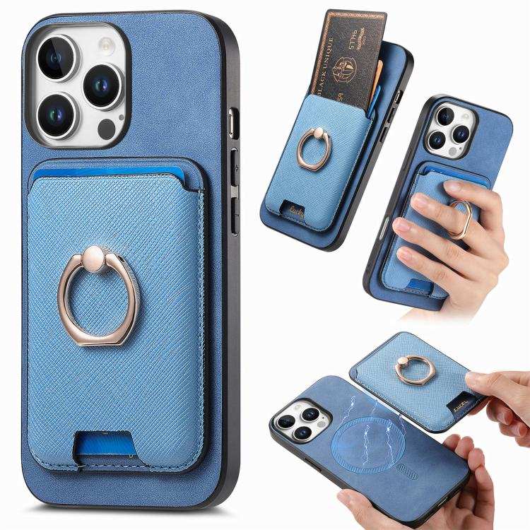 Retro Cross Leather Card Bag MagSafe Phone Case