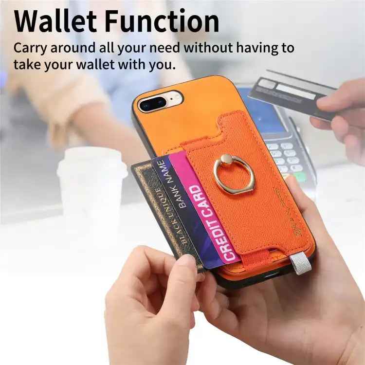 Retro Magsafe Cross Leather Ring Holder Card Bag Phone Case