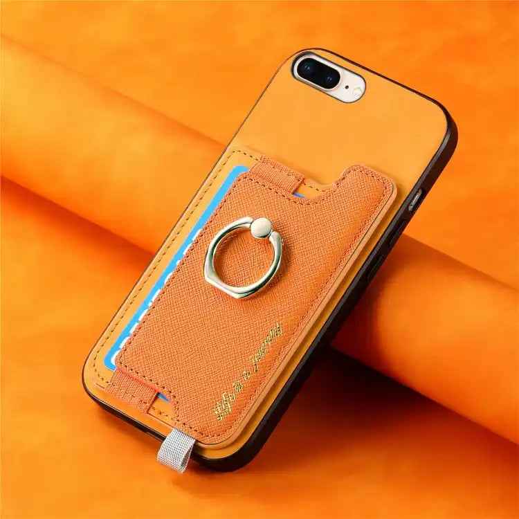 Retro Magsafe Cross Leather Ring Holder Card Bag Phone Case
