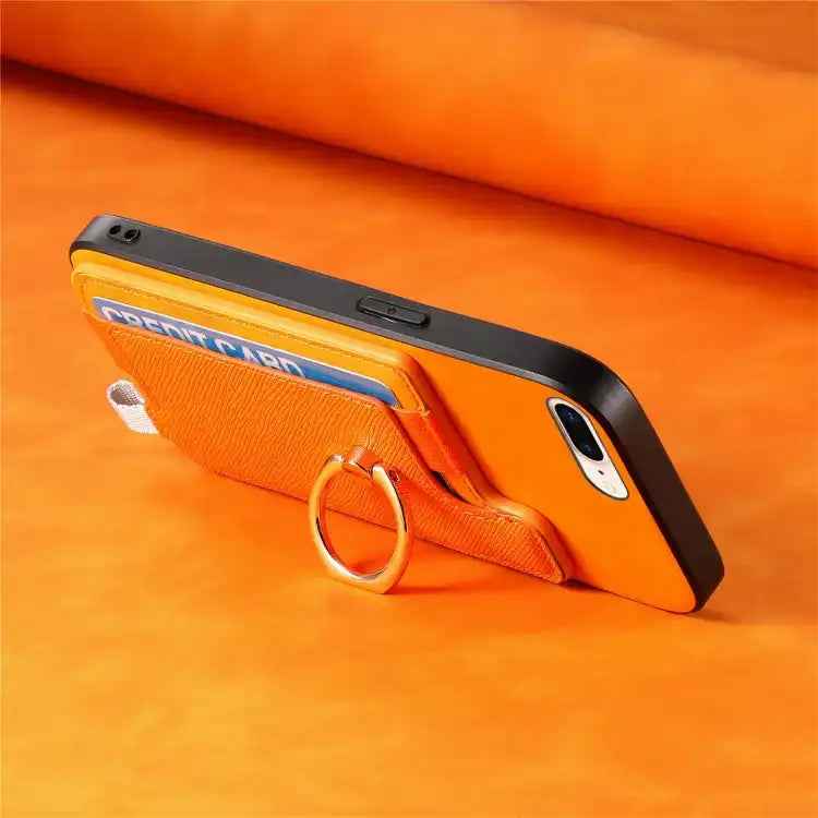 Retro Magsafe Cross Leather Ring Holder Card Bag Phone Case