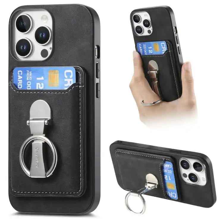 Retro Folding Ring Holder Card Bag MagSafe Phone Case