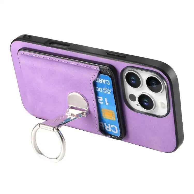 Retro Folding Ring Holder Card Bag MagSafe Phone Case