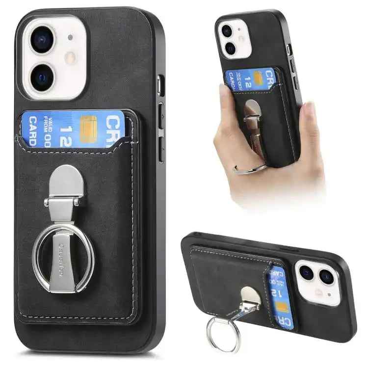 Retro Folding Ring Holder Card Bag MagSafe Phone Case