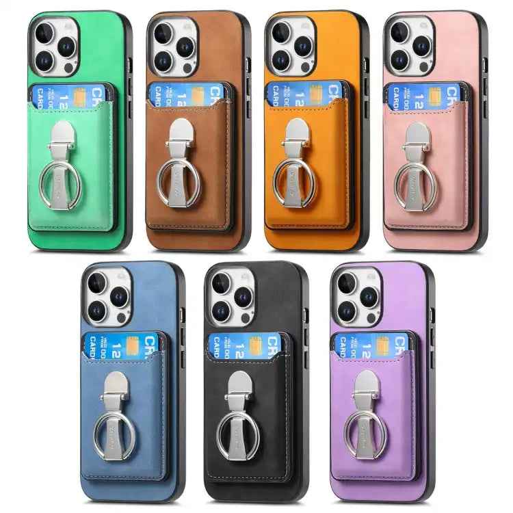 Retro Folding Ring Holder Card Bag MagSafe Phone Case