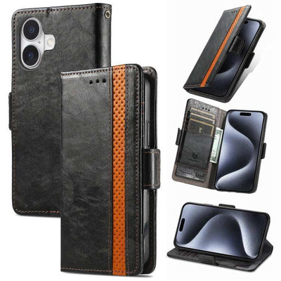CaseNeo Splicing Dual Magnetic Buckle Leather Phone Case