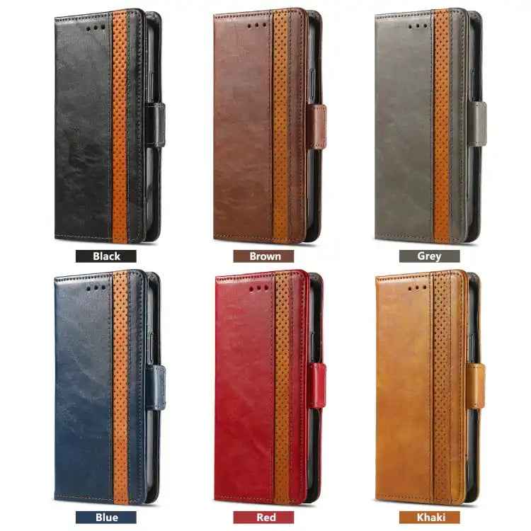 CaseNeo Splicing Dual Magnetic Buckle Leather Phone Case
