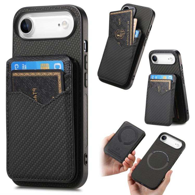 Carbon Fiber MagSafe Vertical Flip Card Bag Phone Case