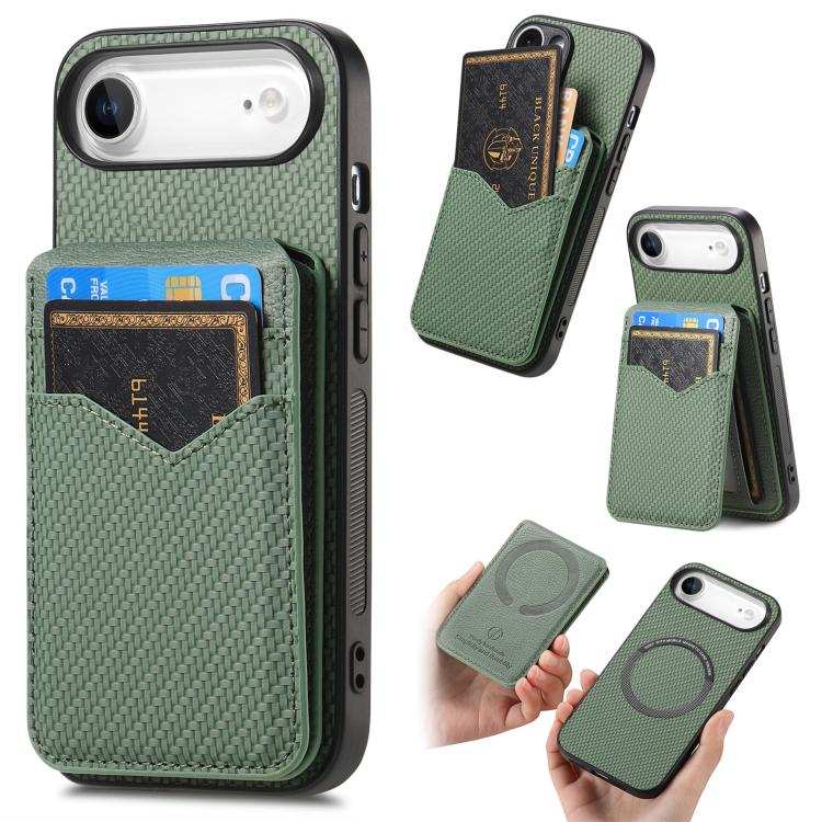 Carbon Fiber MagSafe Vertical Flip Card Bag Phone Case