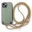 Carbon Fiber Texture Leather Back Phone Case with Crossbody Strap
