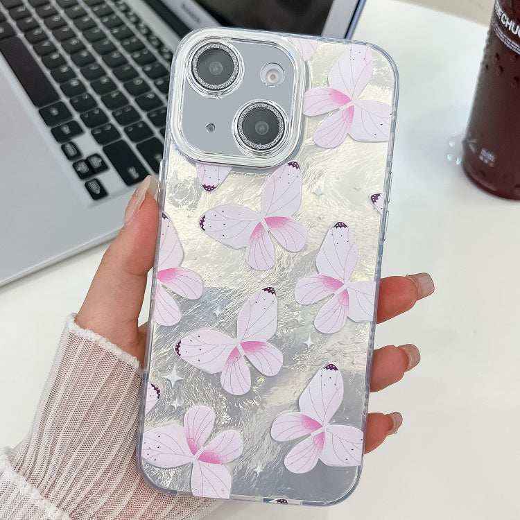 Plating Texture Butterfly TPU Phone Case with Glitter Lens Film