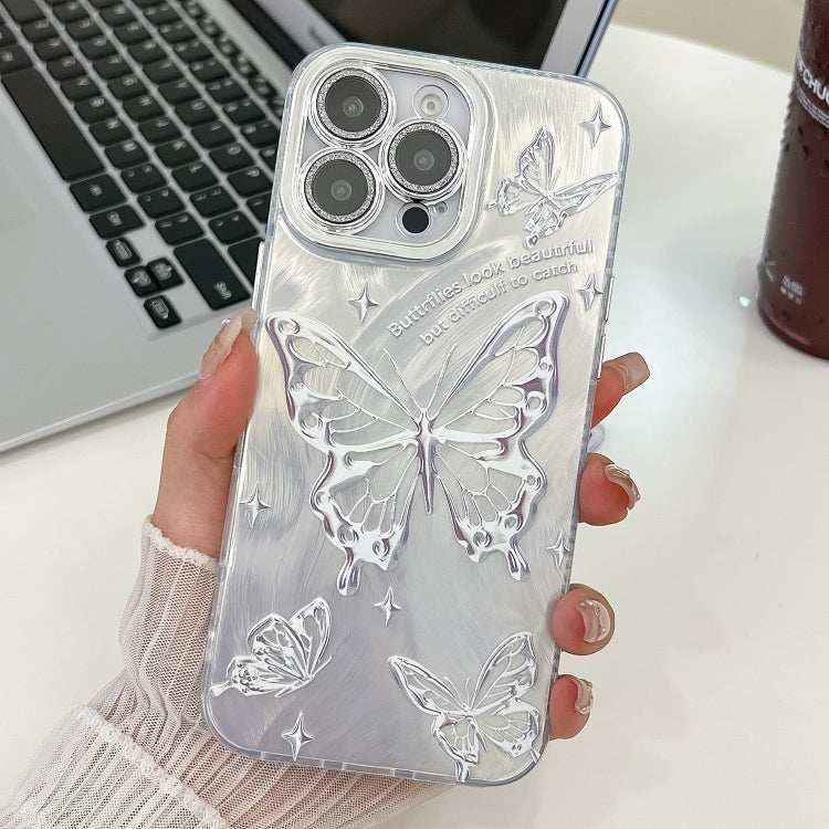 Plating Texture Butterfly TPU Phone Case with Glitter Lens Film